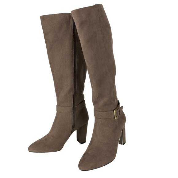 Jones New York 5.5 Kalee Camel Heeled Knee High Zipper Boots Buckle Accents - Picture 16 of 16